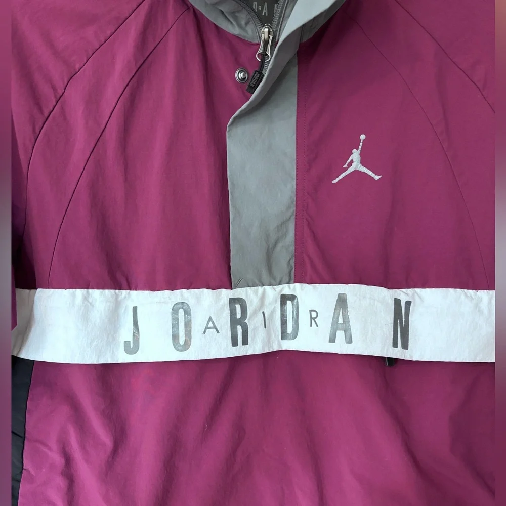 Air Jordan Wings Wind Anorak Jacket Deep Purple 1/2 Zip Sz M Vented Zip Pocket